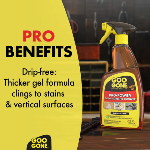 Goo Gone Pro-Power Spray Gel lifts stickers cleanly for easy removal