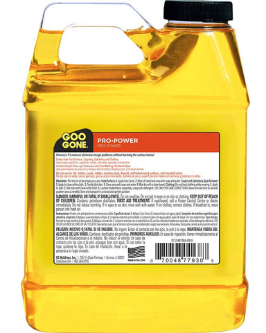 Goo Gone Pro-Power tape residue dissolver showing sticky film removal