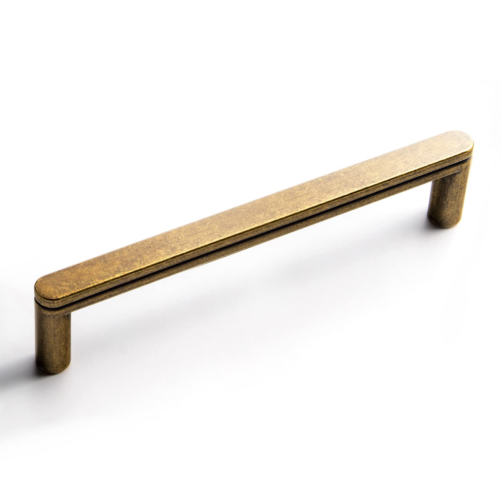 Goo-Ki 6-pack antique brass cabinet pull with grooved texture for secure grip.