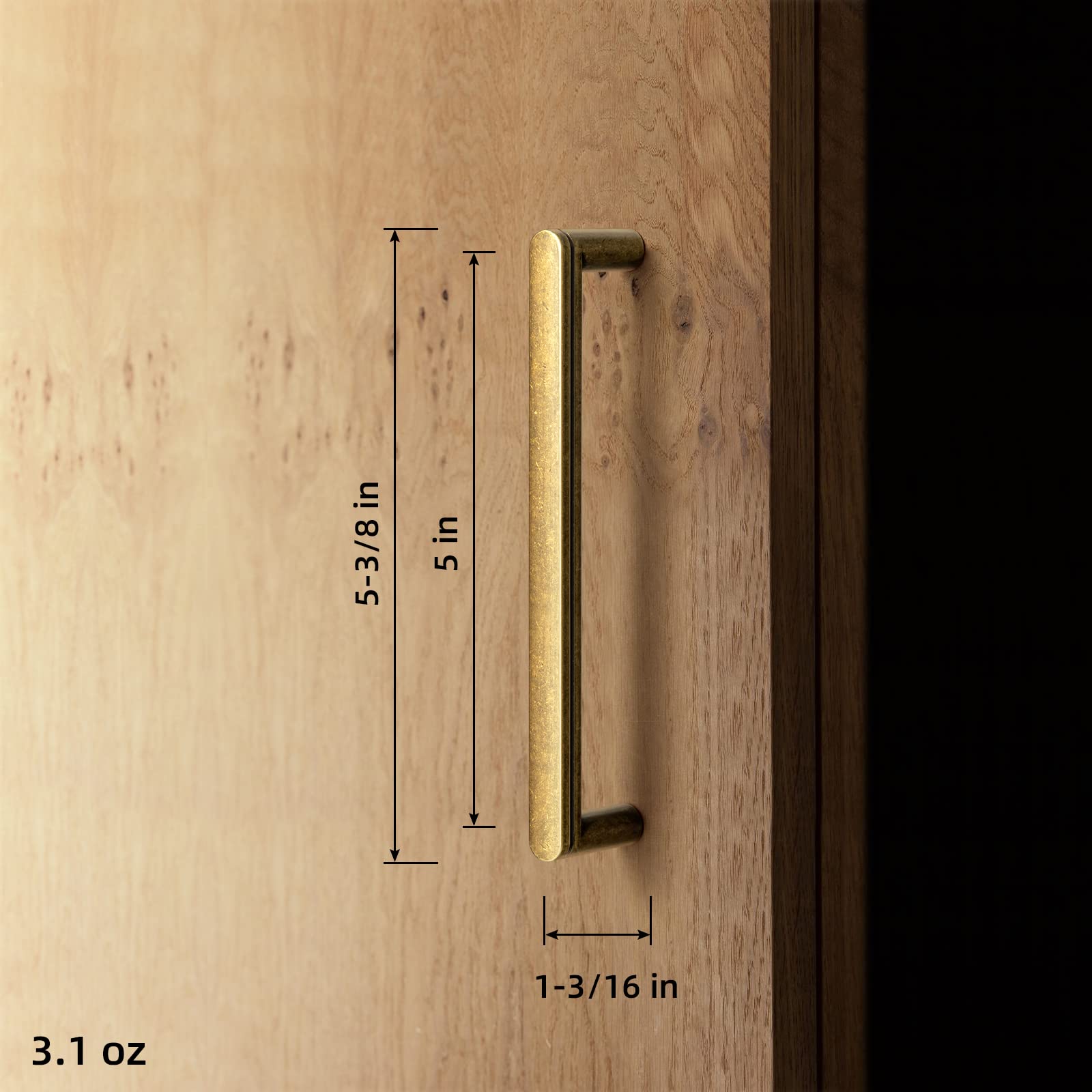 Goo-Ki antique brass cabinet pull with non-slip grip enhances handling and style.