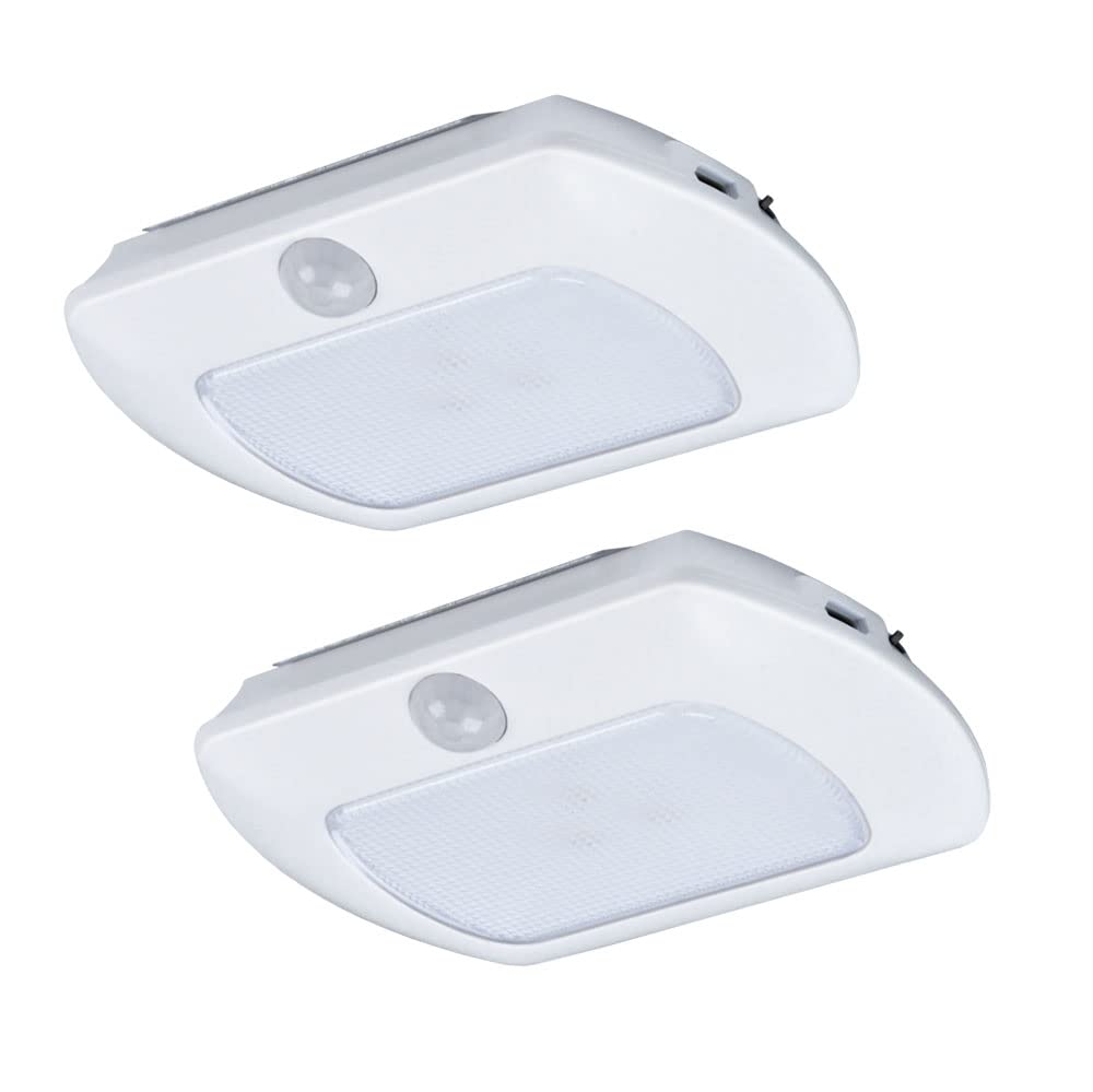 Good Earth Lighting puck light with motion sensor illuminates cabinets hands-free