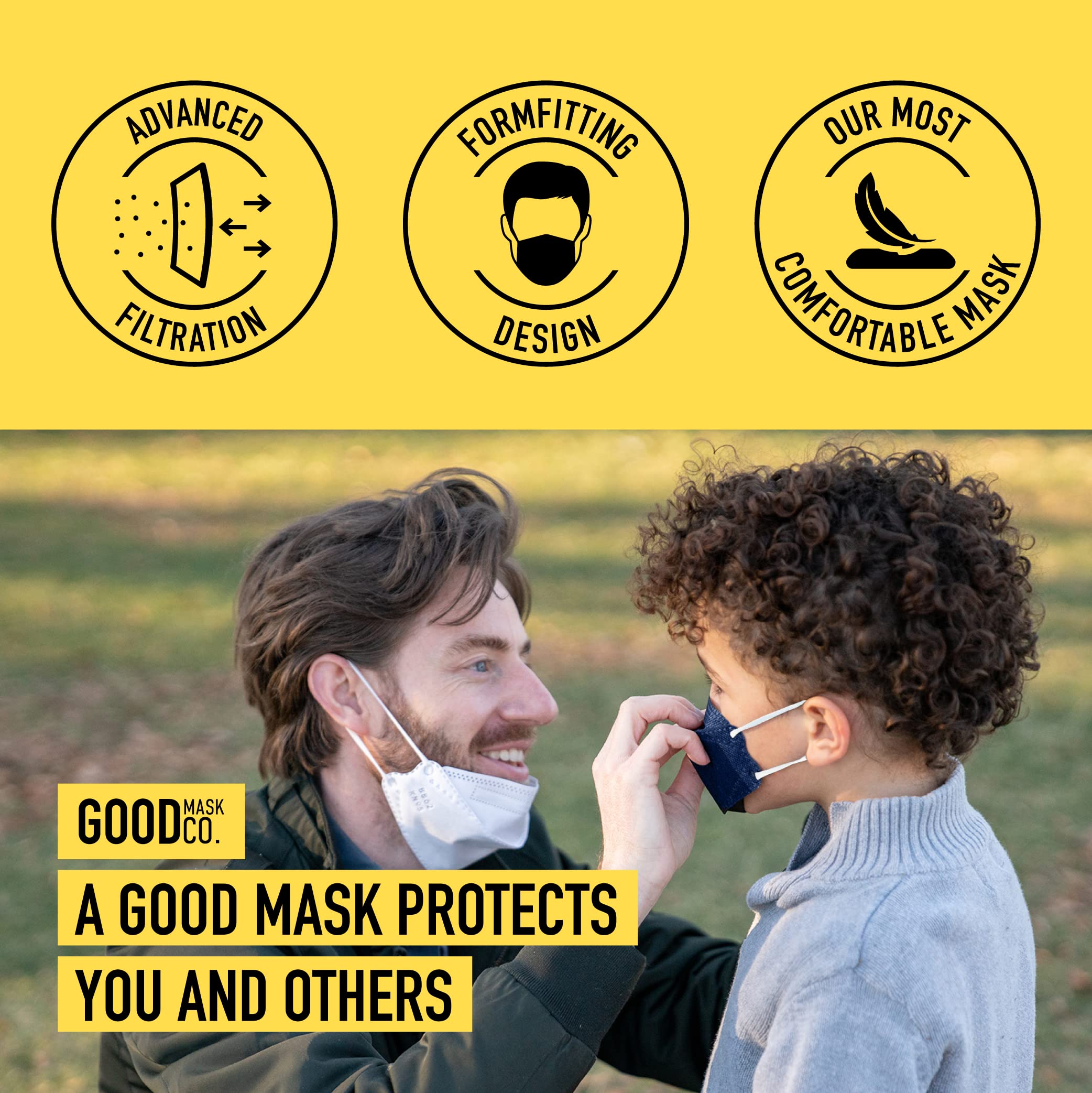 Good Mask Co. Good Comfort Kids pliable design hugs contours for comfort