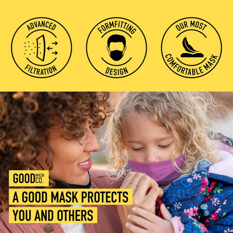 Good Mask Co. On-the-go kids mask pink, easy to grab and wear