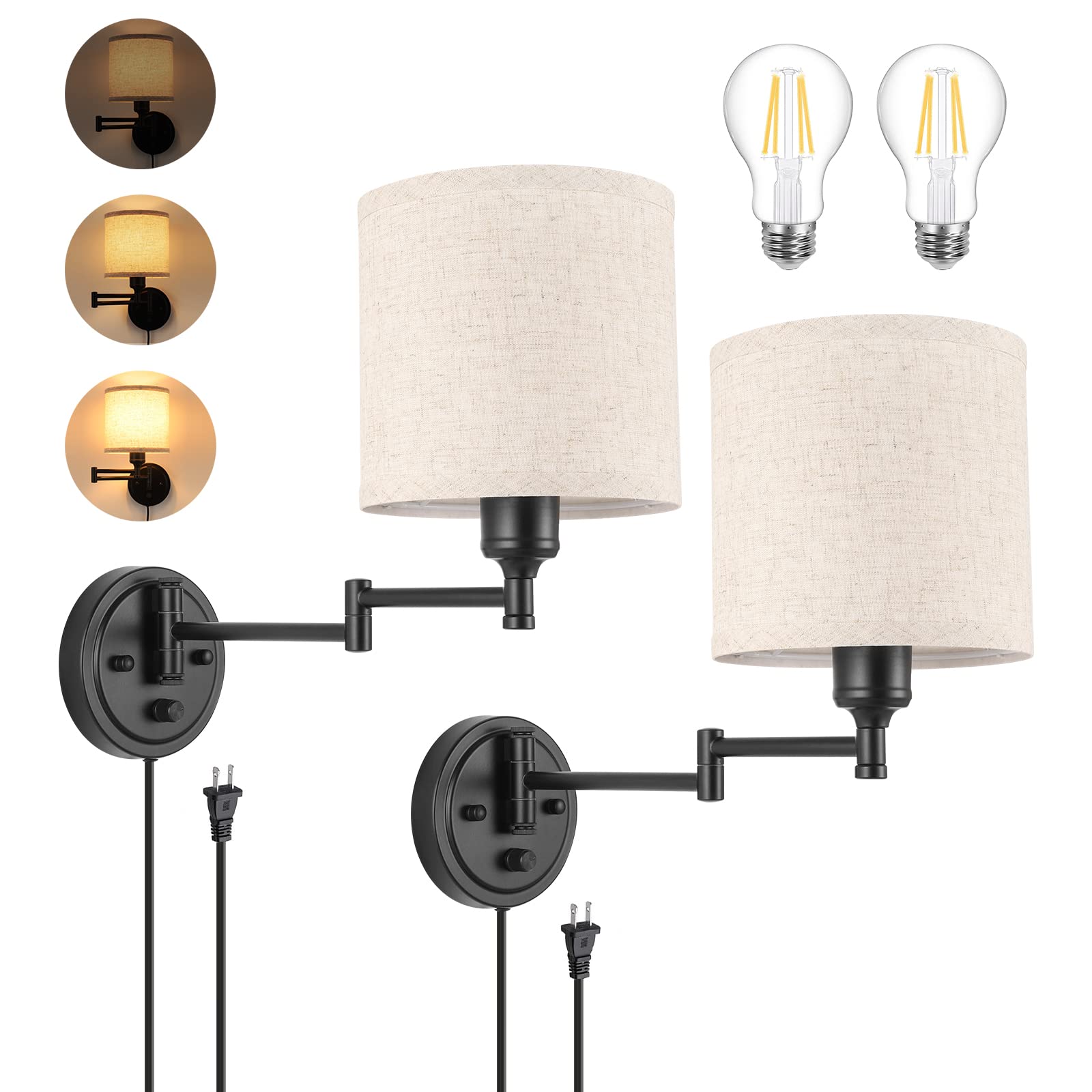 GOODATE ENCOMLI dimmable wall sconce with dimmer switch for customizable brightness