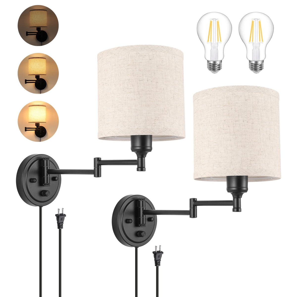 GOODATE ENCOMLI dimmable wall sconce with dimmer switch for customizable brightness