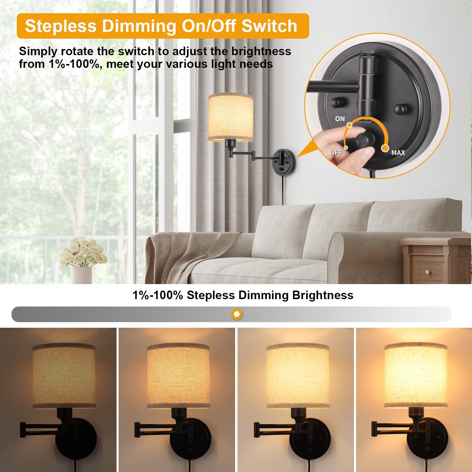 GOODATE ENCOMLI plug-in wall light with versatile installation options
