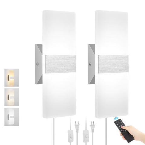 GOODATE plug-in wall sconce with adjustable color and brightness for mood lighting.