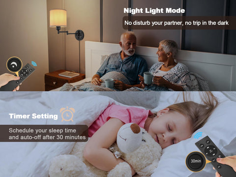 GOODATE swing-arm wall lamp with 270-degree adjustability