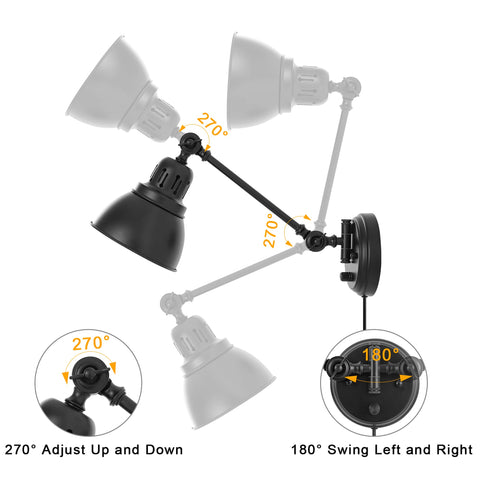 GOODATE wall lamp with E26 socket compatible with dimmable bulbs.