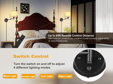 GOODATE wall sconce color temperature range from warm to cool light