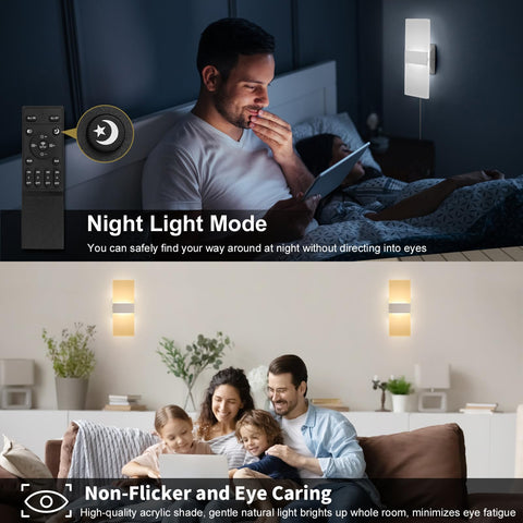 GOODATE wall sconce night light mode for safe nighttime navigation.