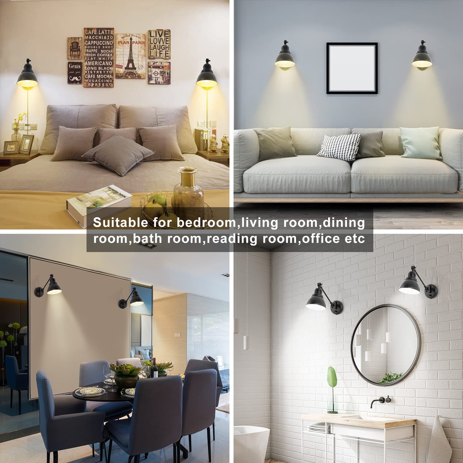 GOODATE plug-in wall sconce installation with 6-foot cord ready to plug in.