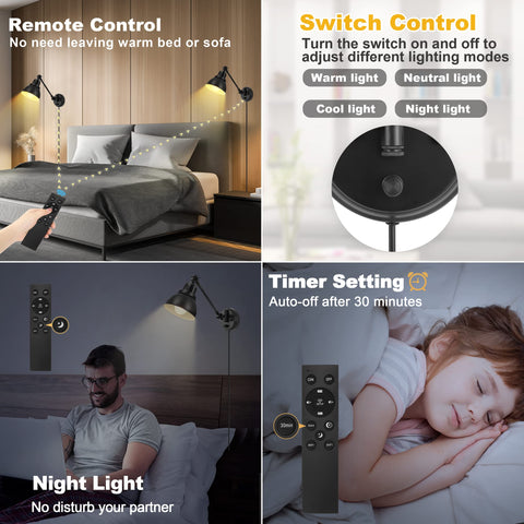 GOODATE wall sconce rotary switch enables quick lighting mode changes.