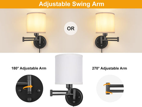 GOODATE wall sconce with white fabric shade delivering soft light