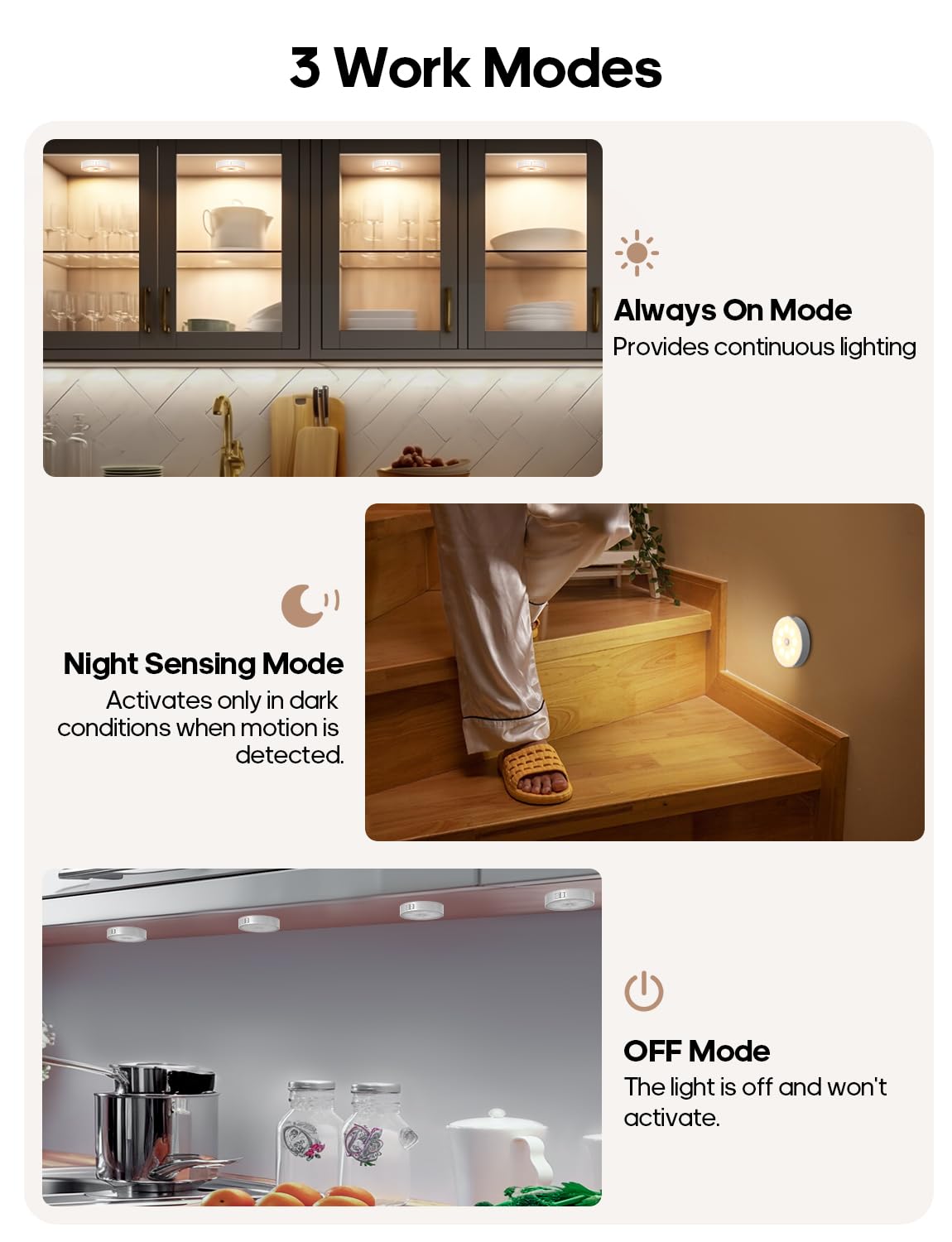 Goodea dimmable compact night light blends with decor.
