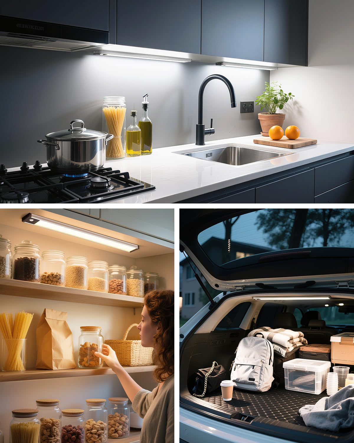 GOODEA kitchen and wardrobe lighting enhances visibility in dim corners.