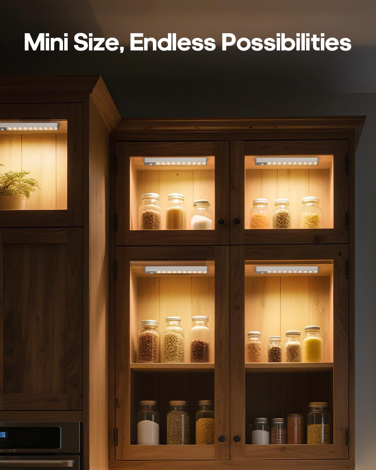Goodea kitchen cabinet illumination for quick access when cooking or cleaning.