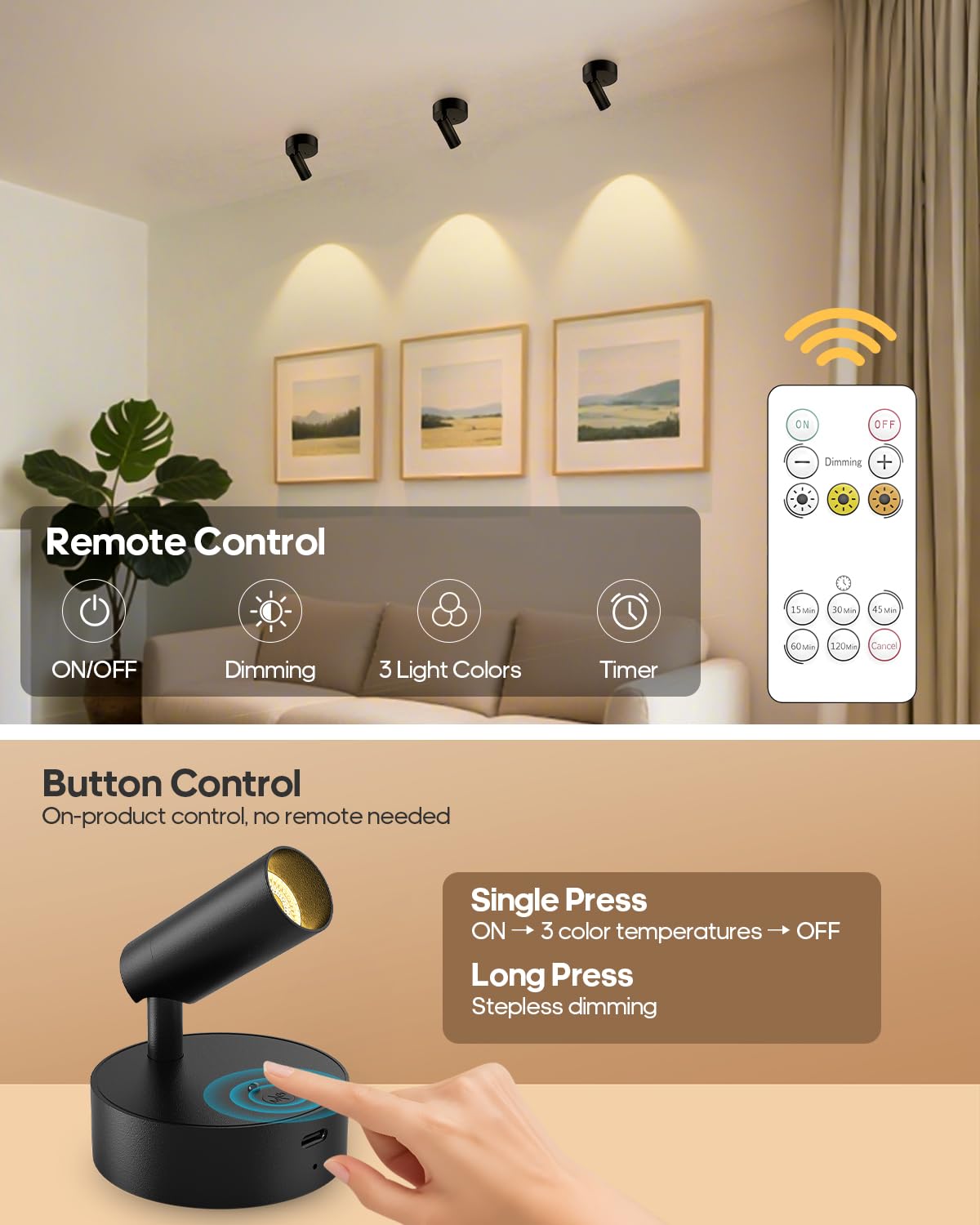 GOODEA spotlight tilts 90 degrees for adjustable wall art illumination