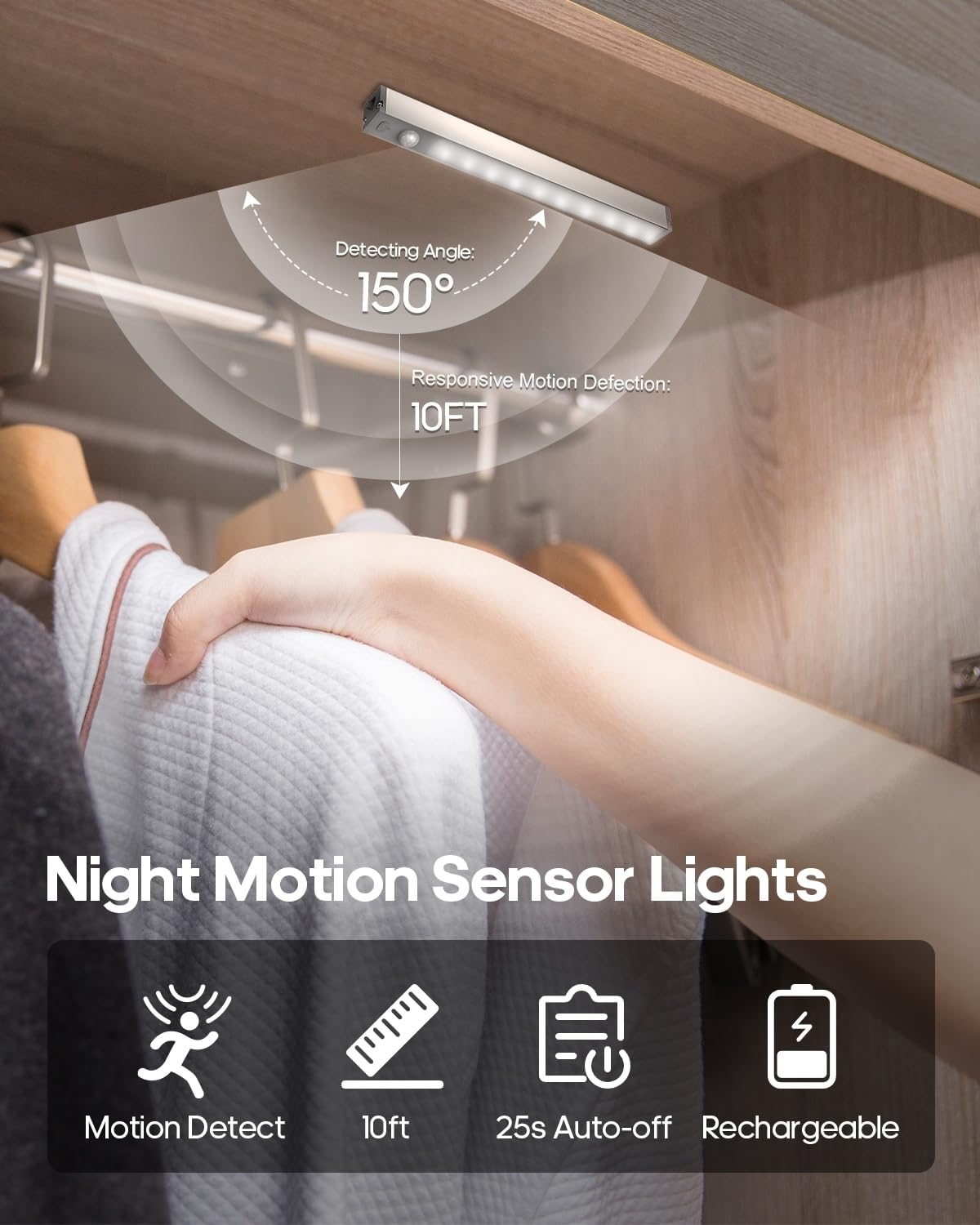 GOODEA wireless motion-sensor light activates on movement for hands-free lighting