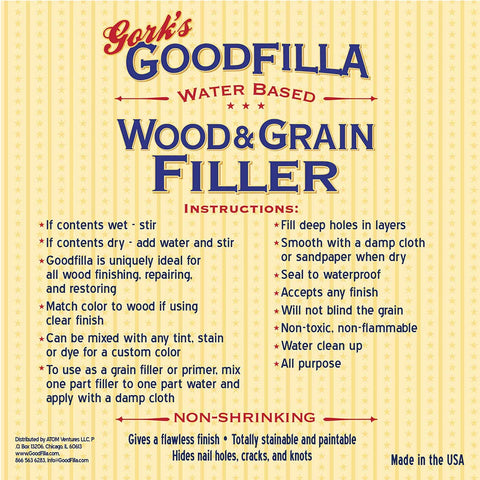 Goodfilla filler sands easily for quick finishing and knot filling.