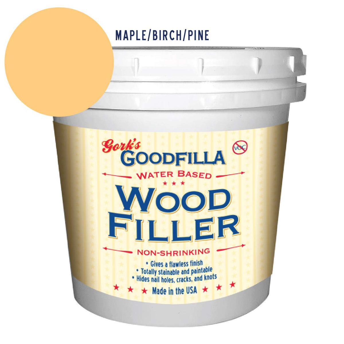 Goodfilla maple-beech-pine wood filler jar ready for repairs