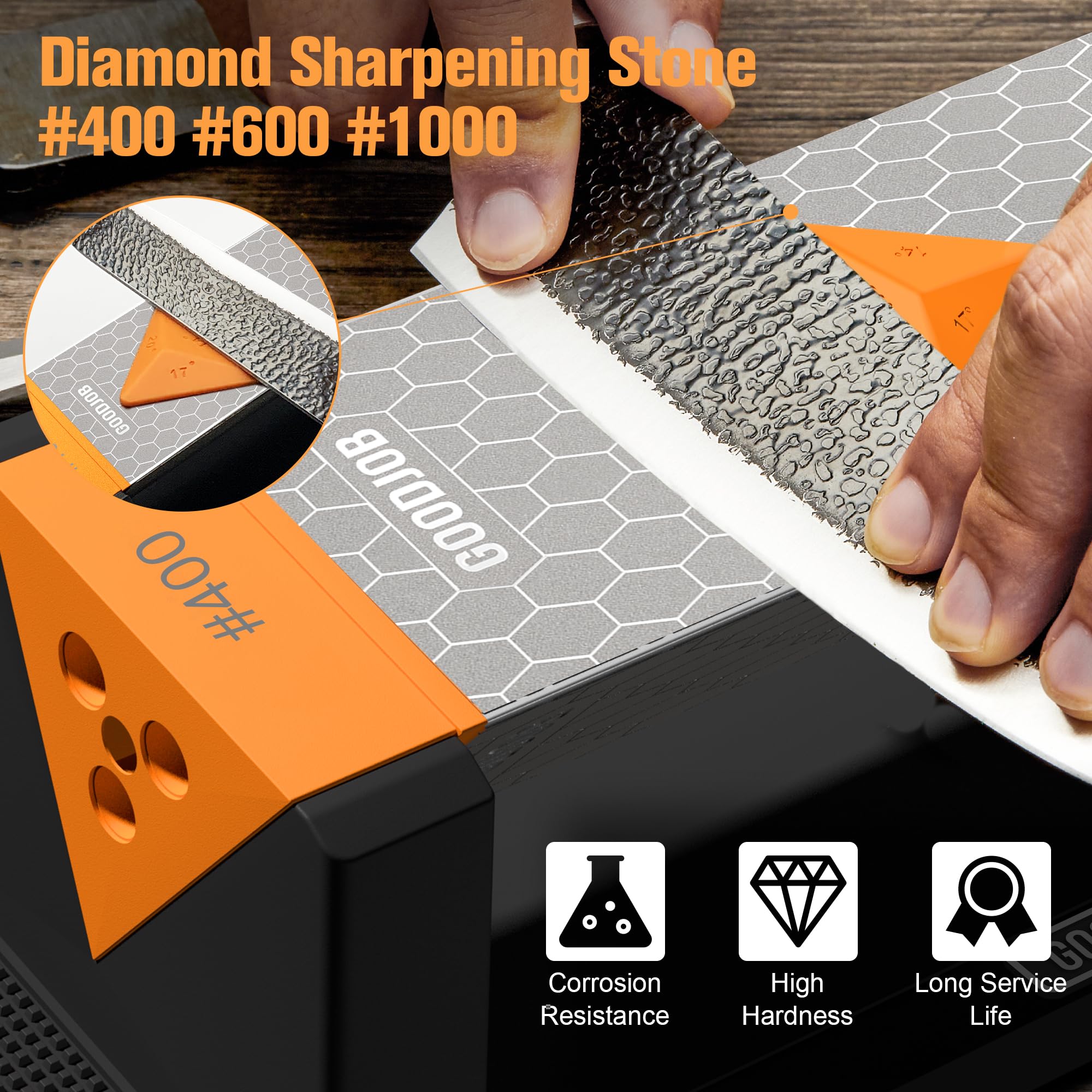 goodjob angle guide showing 14/17/20 degree sharpening settings