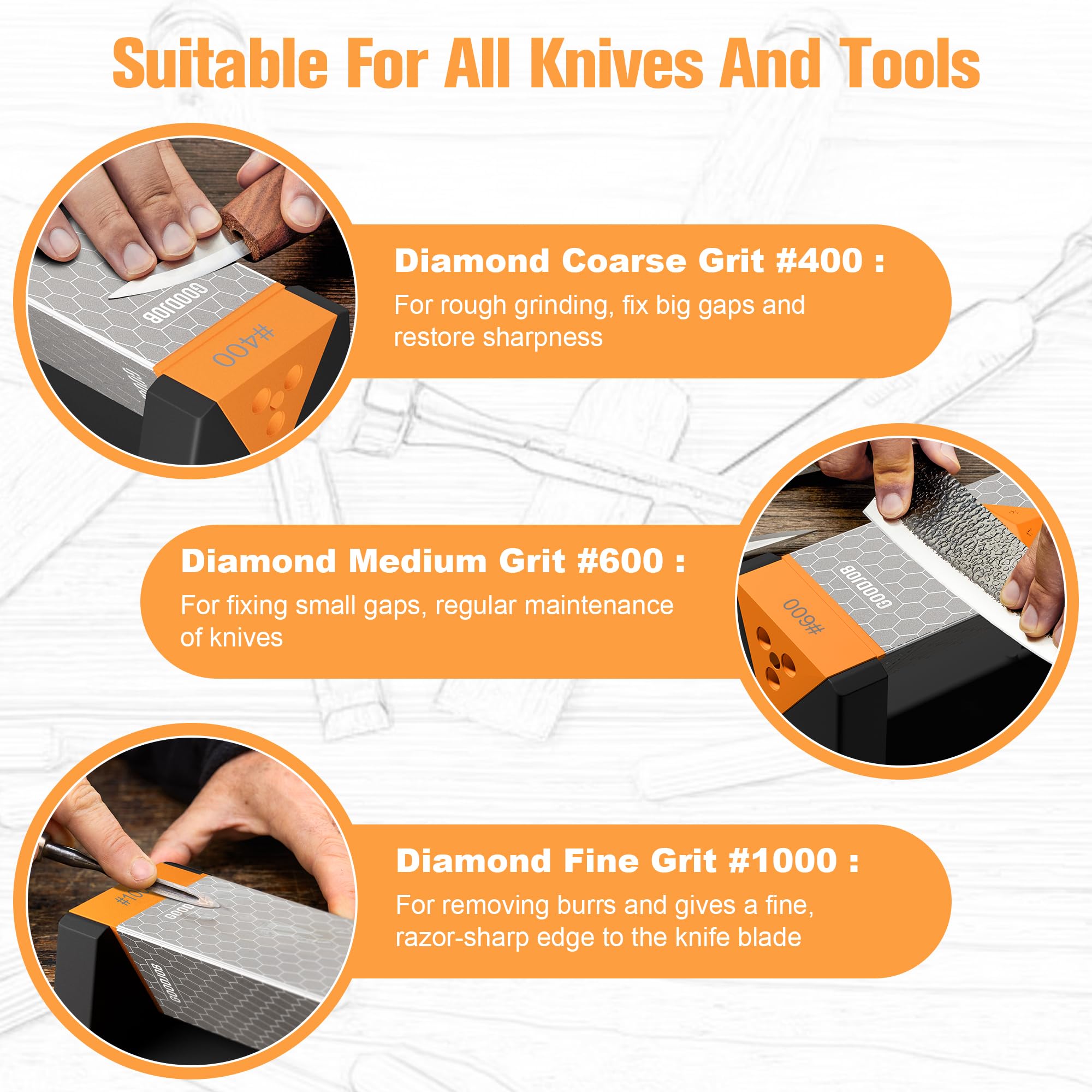 goodjob extra-large diamond sharpening stone 1000 grit fine polishing