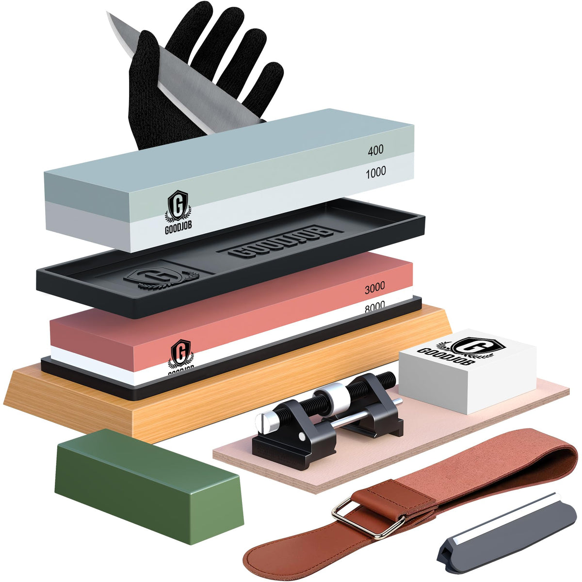 Goodjob dual-grit whetstone for precise edge restoration on kitchen knives