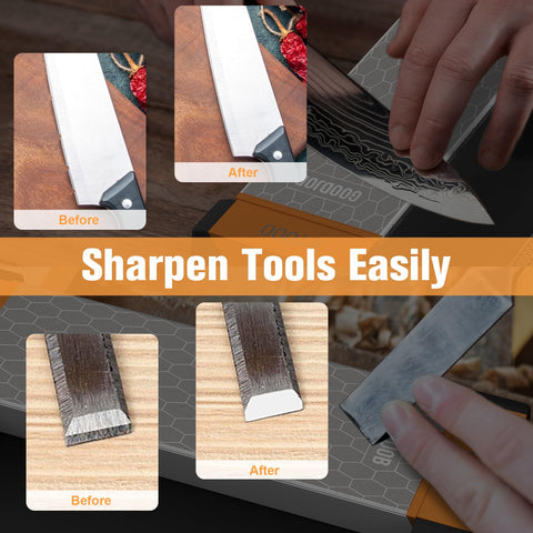 goodjob wide non-slip base stabilizes the sharpening setup