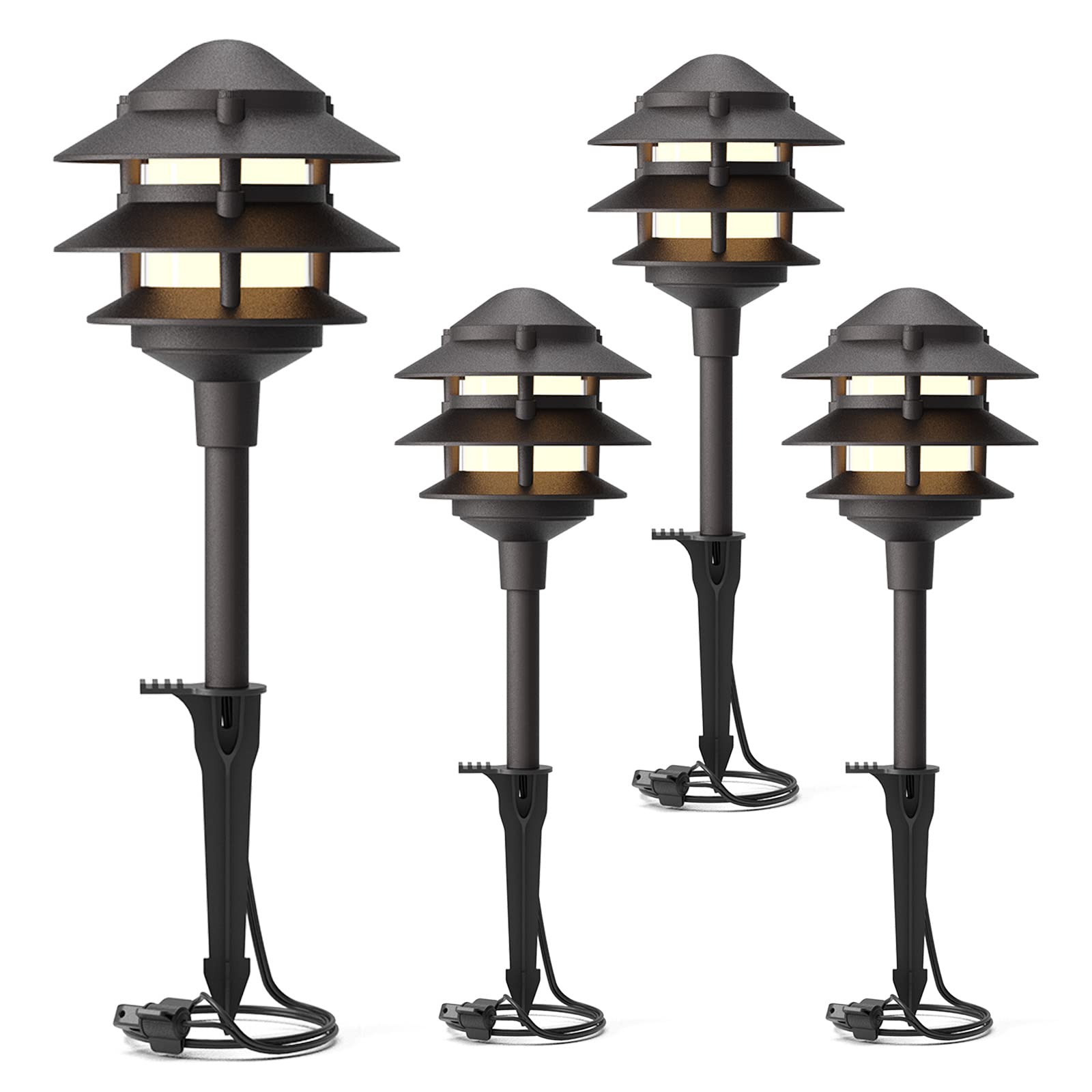 GOODSMANN 4PK landscape lighting bundle illuminates walkways with inviting glow.