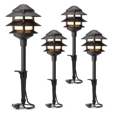 GOODSMANN 4PK landscape lighting bundle illuminates walkways with inviting glow.