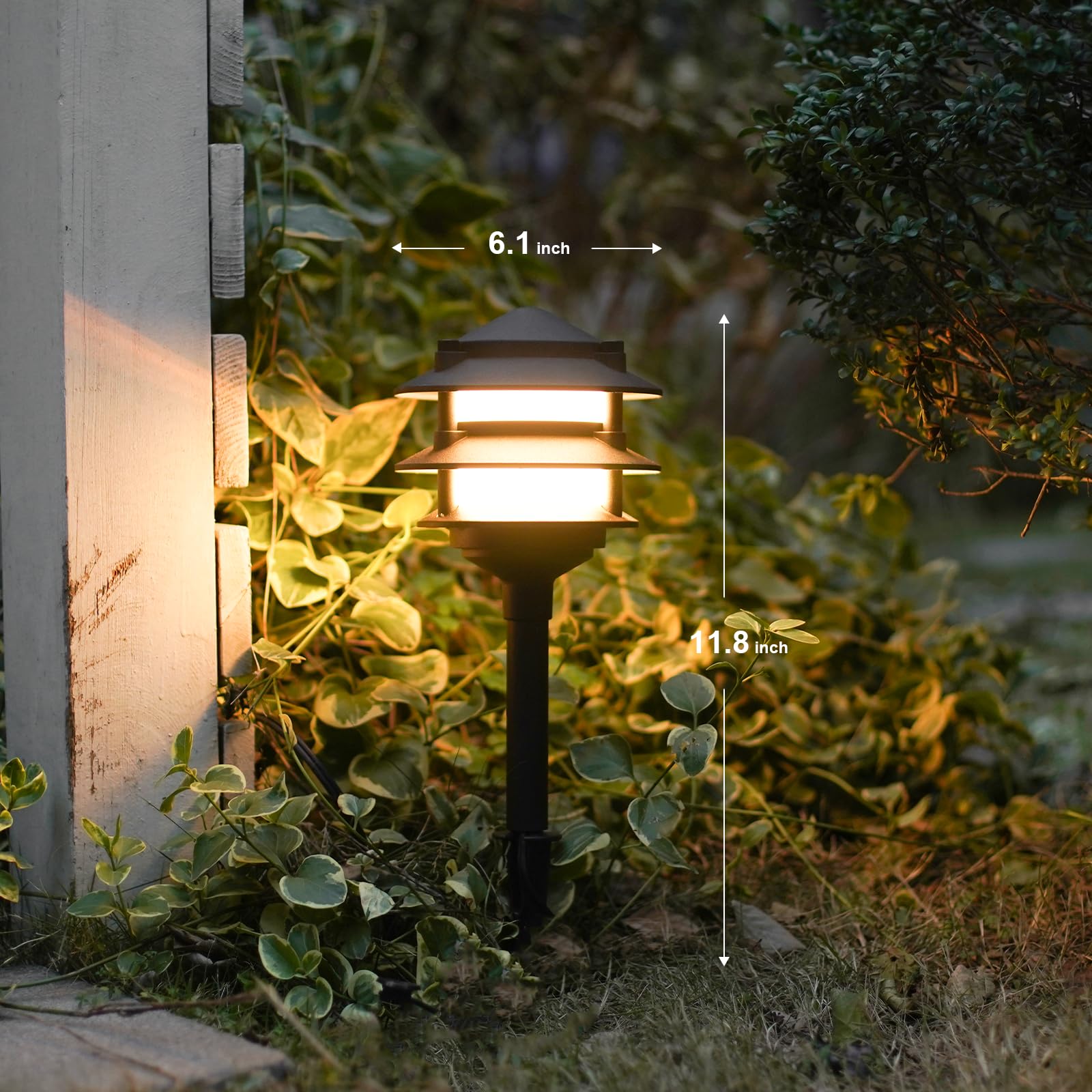 GOODSMANN warm white LED delivers gentle 30-lumen pathway illumination.