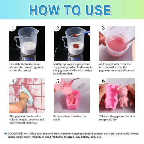Mixing ratio guide helps achieve uniform color in cement.