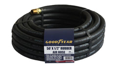 Goodyear air hose 50ft black rubber for durable workshop use.