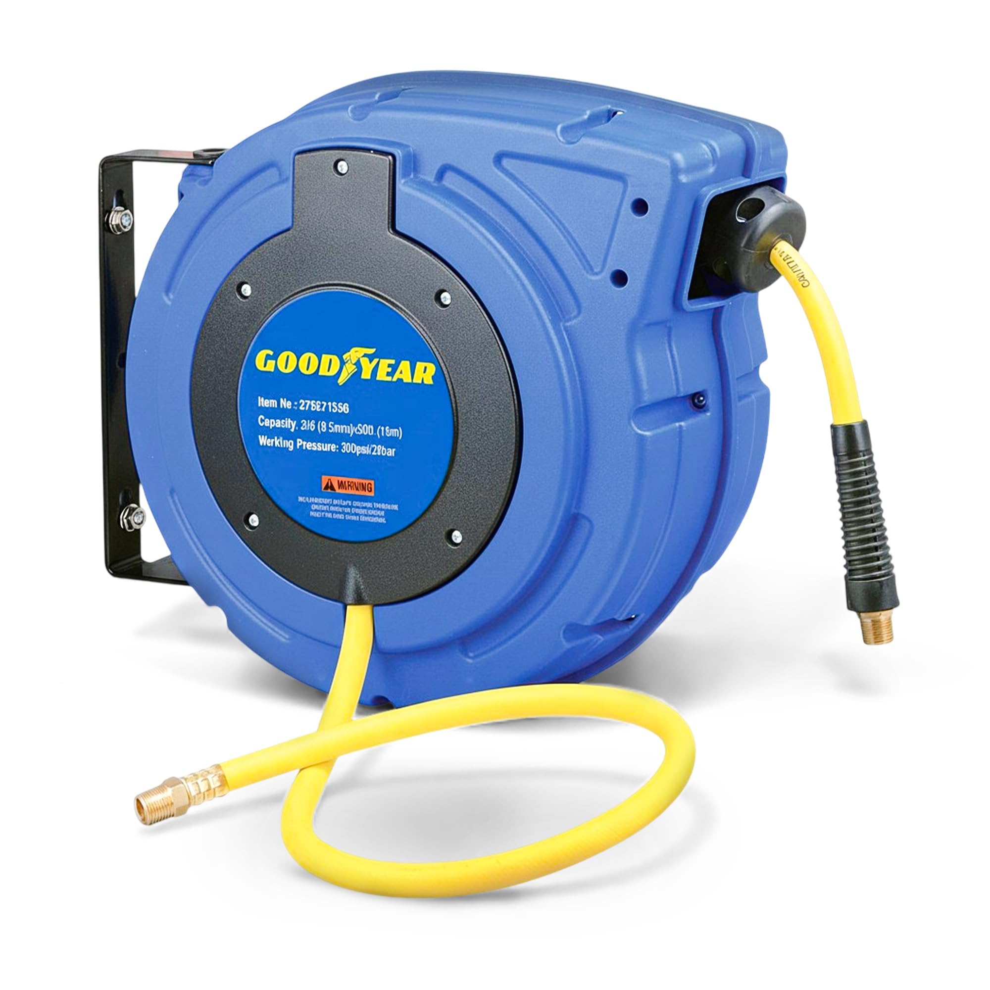 Goodyear air hose reel retractable case keeps work areas organized