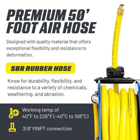 Goodyear 3/8 inch SBR rubber hose for reliable air delivery.