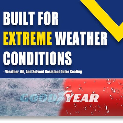 Goodyear hybrid air hose brass end fittings provide secure connections.
