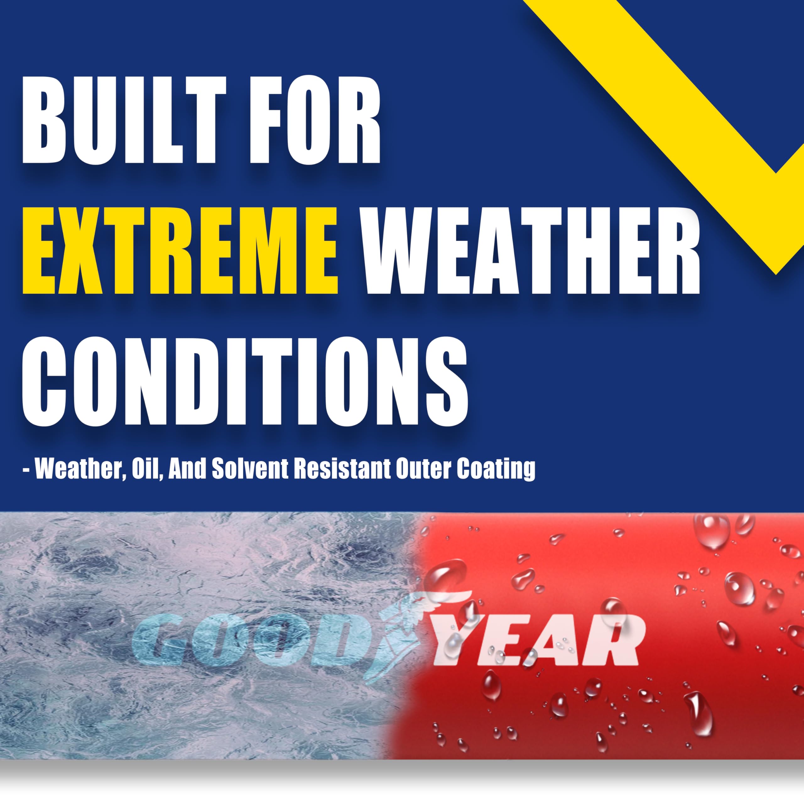 Goodyear hybrid air hose kink-free design maintains smooth operation.