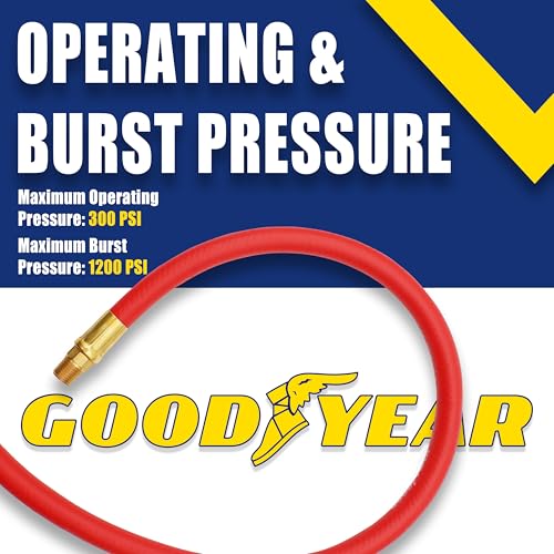 Goodyear hybrid air hose spiral reinforcement adds durability.
