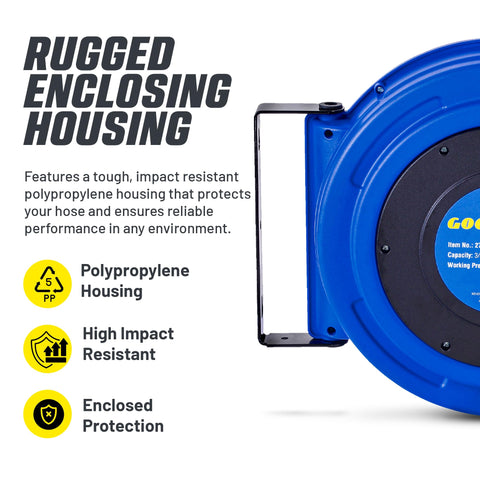 Goodyear lead‑in hose measures 0.9 m for neat setup