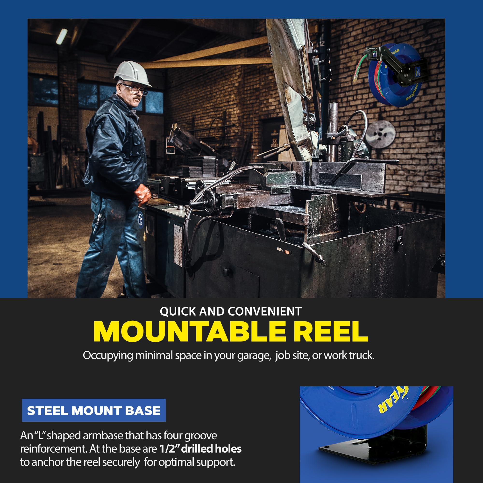 Goodyear lead-in hose included for easy setup and use.