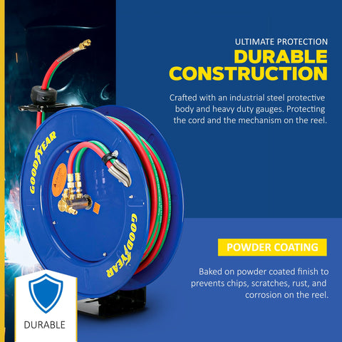 Goodyear powder-coated finish resists corrosion in tough conditions.