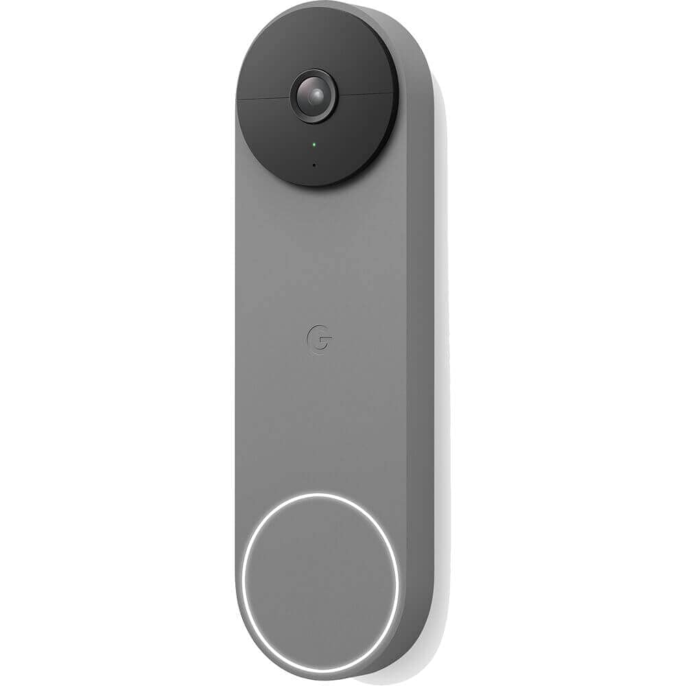 Google Nest Doorbell Battery Ash front view for hands-free entry awareness.