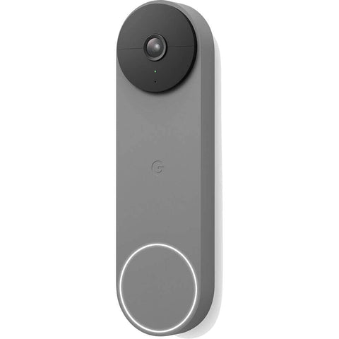 Google Nest Doorbell Battery Ash front view for hands-free entry awareness.