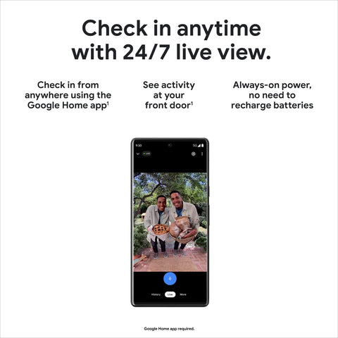 Google Nest Doorbell wired 2nd gen live video feed shows real-time doorstep monitoring