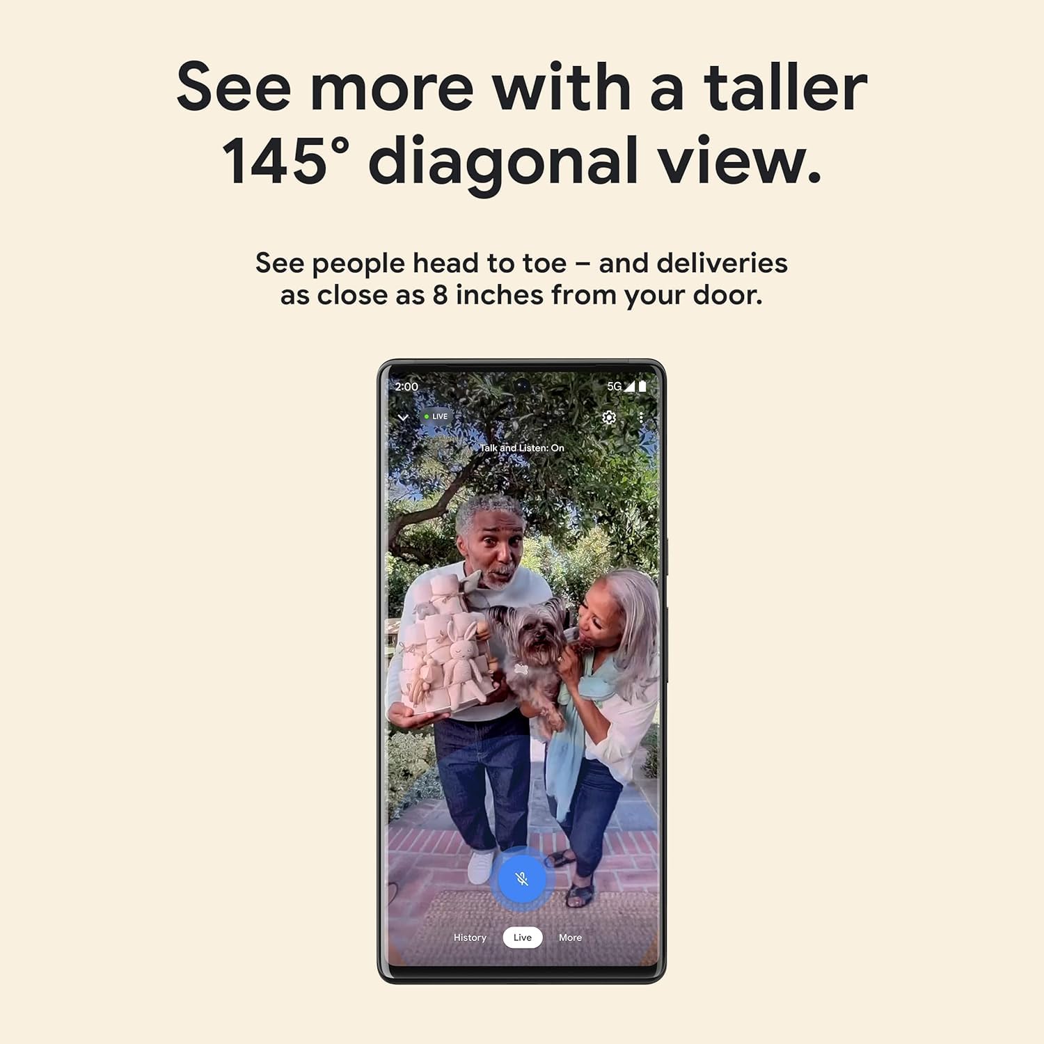 Google Nest Doorbell Pro Snow — status light indicates streaming or recording at a glance