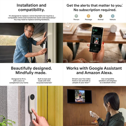 Google Nest Doorbell Pro Snow — two-way audio helps you talk to visitors hands-free