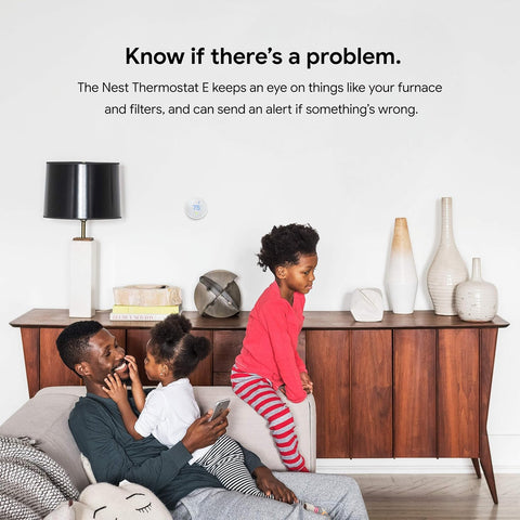 Google Nest Learning Thermostat E energy history screen highlights usage overview.