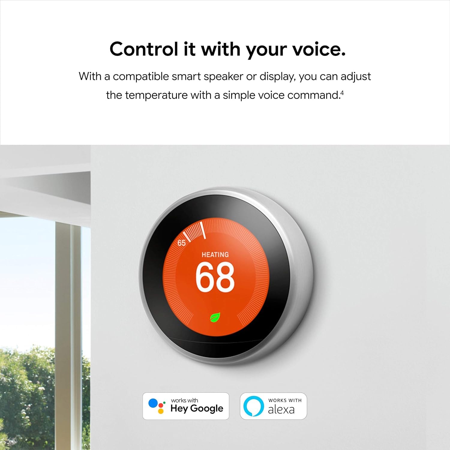 Google Nest Learning Thermostat with Nest Leaf indicator for energy-saving selection
