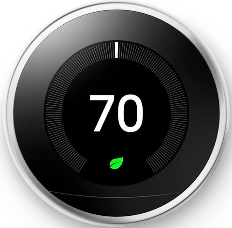 Google Nest Learning Thermostat with polished steel display elevates room aesthetics and smart control